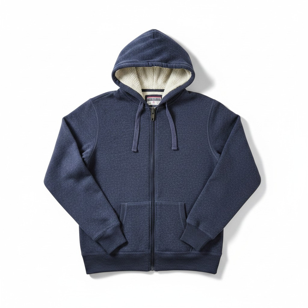 Alcott 53 Heritage Mens Sherpa Hooded Full Zip Hoodie Blue L Gorpcore Workwear